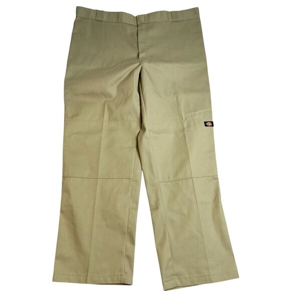 NWT Dickies Men's Double Knee Work Pants Khaki 44x32 Loose Fit Cotton Polyester - Picture 1 of 11